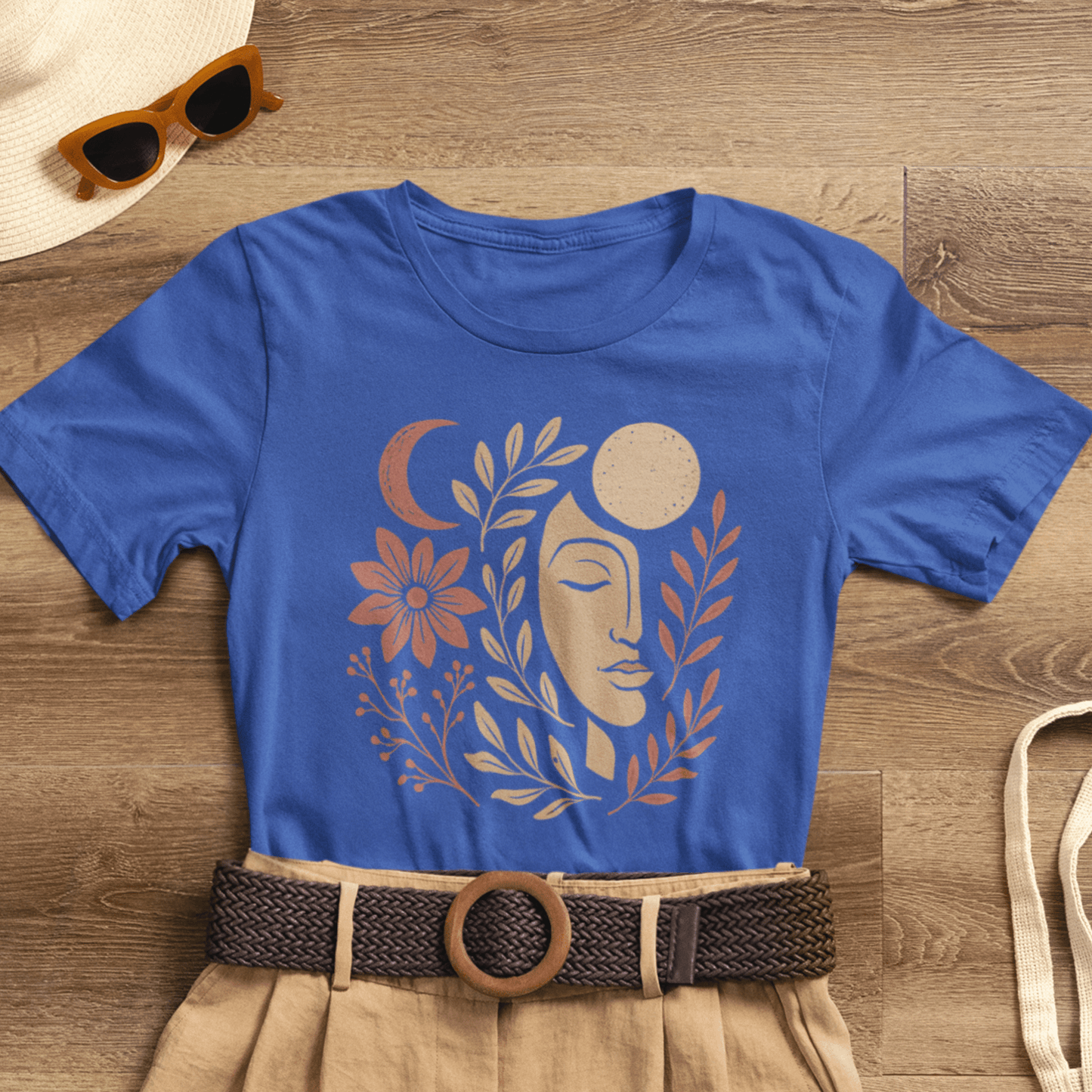Moon Goddess Boho Graphic T-Shirt – Mystical Lunar Feminine Energy Tee - Spirit Stitch