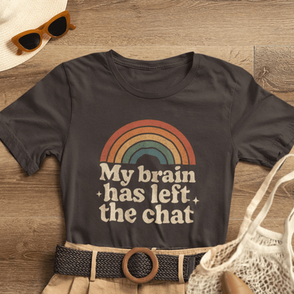 My Brain Has Left the Chat Shirt | Funny Mental Health Tee | Retro Rainbow Burnout Top - Spirit Stitch