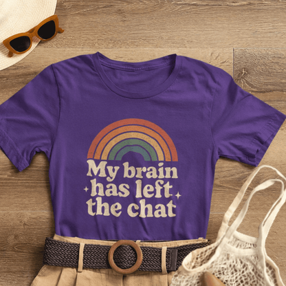 My Brain Has Left the Chat Shirt | Funny Mental Health Tee | Retro Rainbow Burnout Top - Spirit Stitch