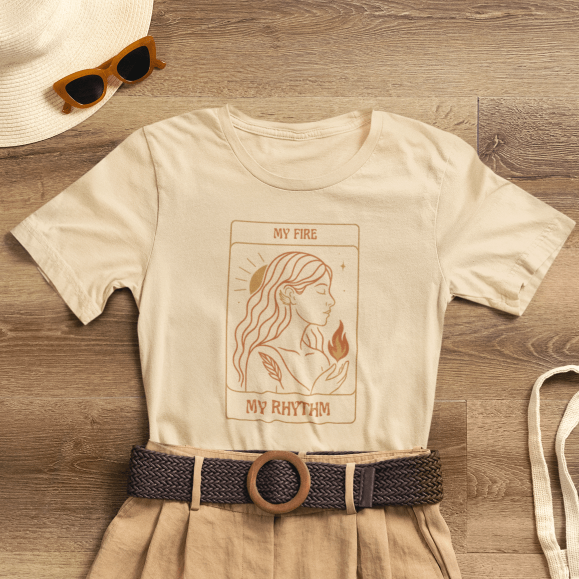 My Fire My Rhythm T-Shirt – Feminine Tarot Style Empowerment Graphic Tee - Spirit Stitch