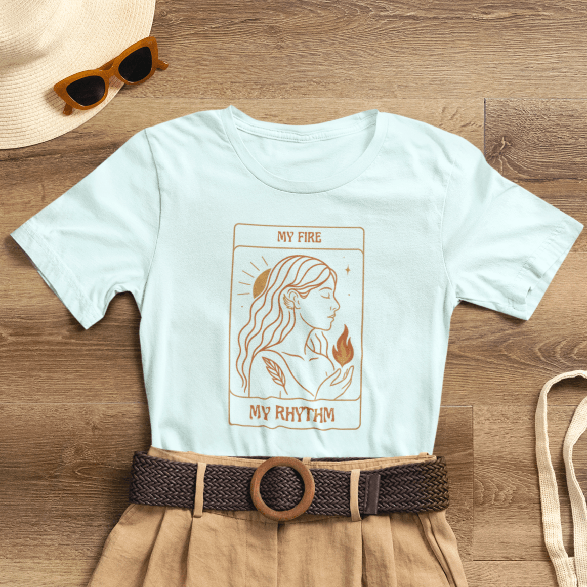 My Fire My Rhythm T-Shirt – Feminine Tarot Style Empowerment Graphic Tee - Spirit Stitch