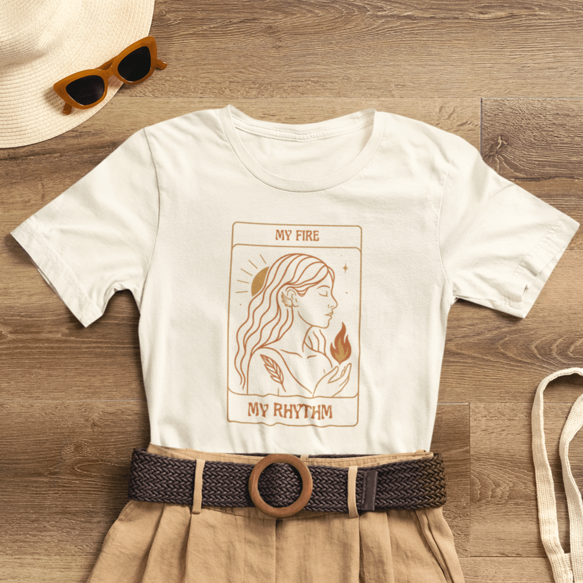 My Fire My Rhythm T-Shirt – Feminine Tarot Style Empowerment Graphic Tee - Spirit Stitch