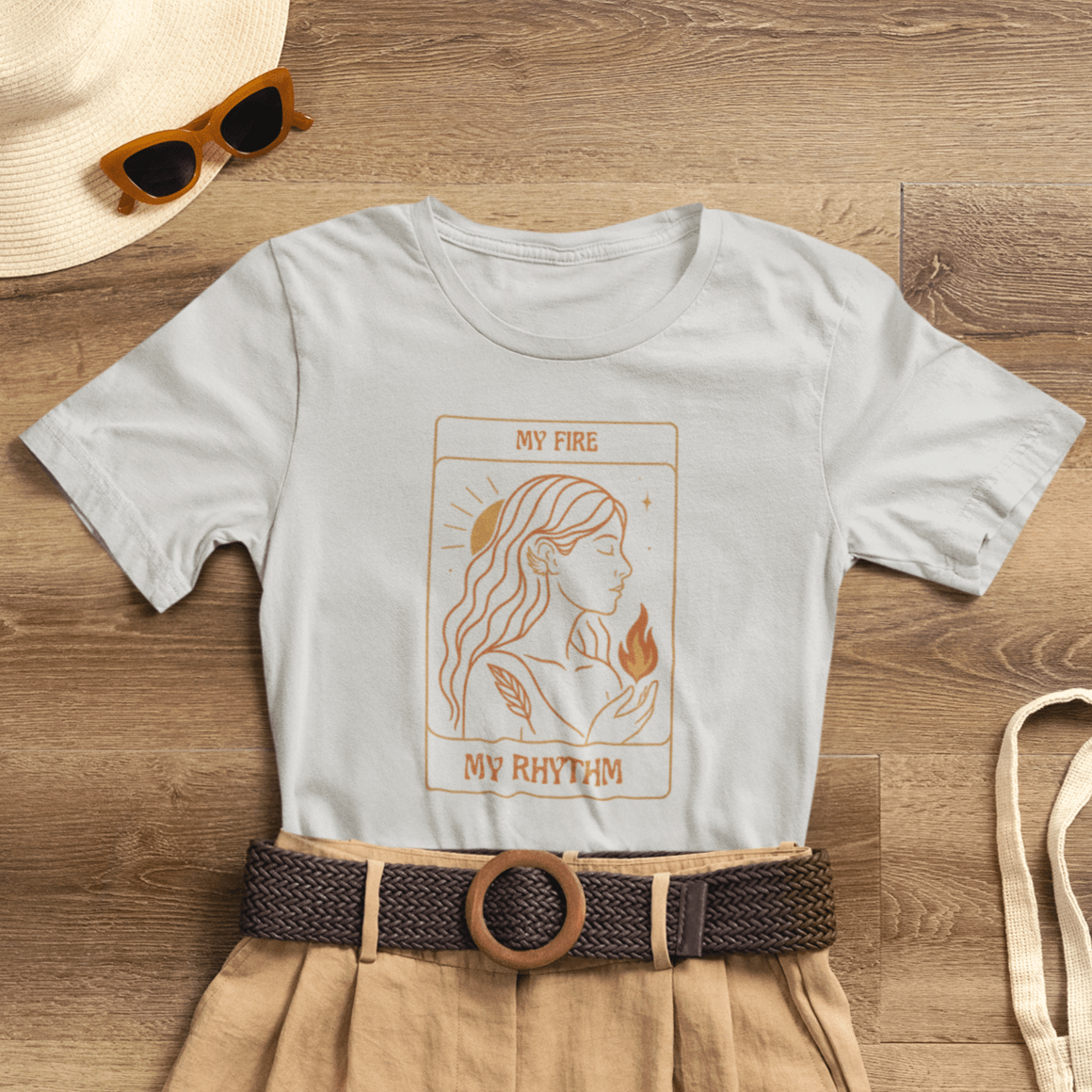 My Fire My Rhythm T-Shirt – Feminine Tarot Style Empowerment Graphic Tee - Spirit Stitch