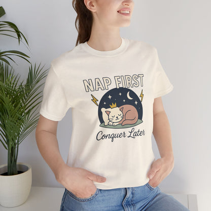 Nap First Conquer Later Shirt | Cute Cat Nap Tee | Rest Is Power Top | Gentle Rebels Collection - Spirit Stitch