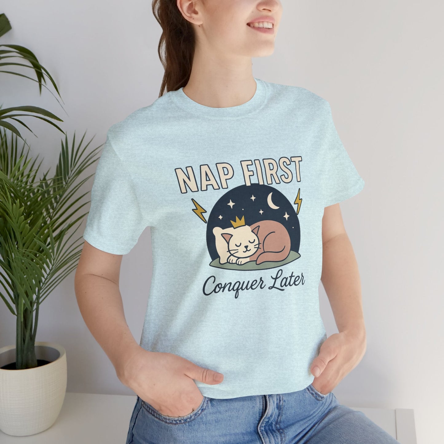 Nap First Conquer Later Shirt | Cute Cat Nap Tee | Rest Is Power Top | Gentle Rebels Collection - Spirit Stitch