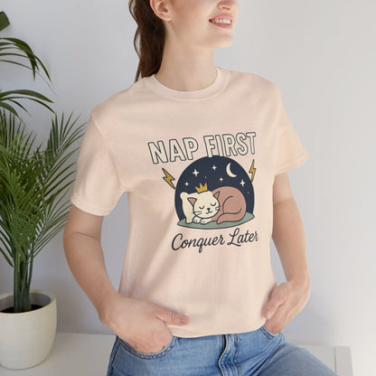 Nap First Conquer Later Shirt | Cute Cat Nap Tee | Rest Is Power Top | Gentle Rebels Collection - Spirit Stitch