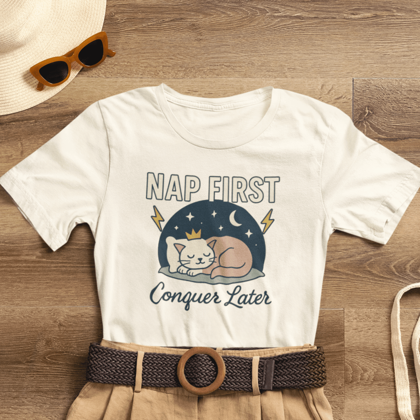 Nap First Conquer Later Shirt | Cute Cat Nap Tee | Rest Is Power Top | Gentle Rebels Collection - Spirit Stitch