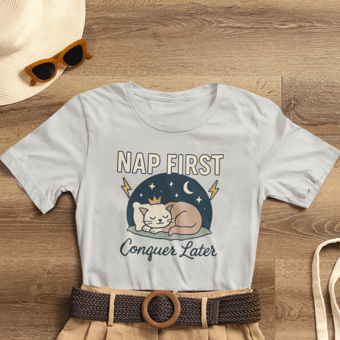 Nap First Conquer Later Shirt | Cute Cat Nap Tee | Rest Is Power Top | Gentle Rebels Collection - Spirit Stitch