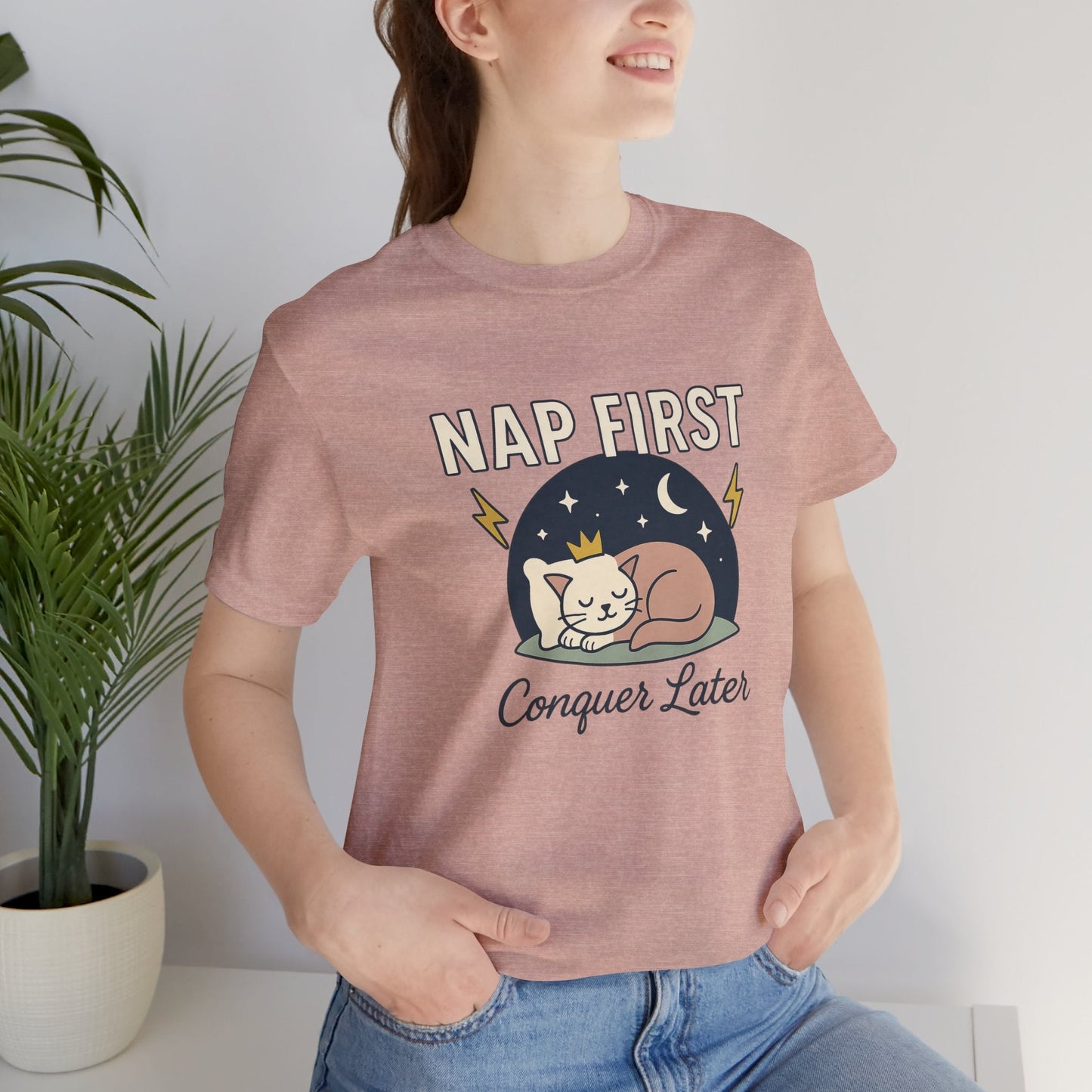 Nap First Conquer Later Shirt | Cute Cat Nap Tee | Rest Is Power Top | Gentle Rebels Collection - Spirit Stitch