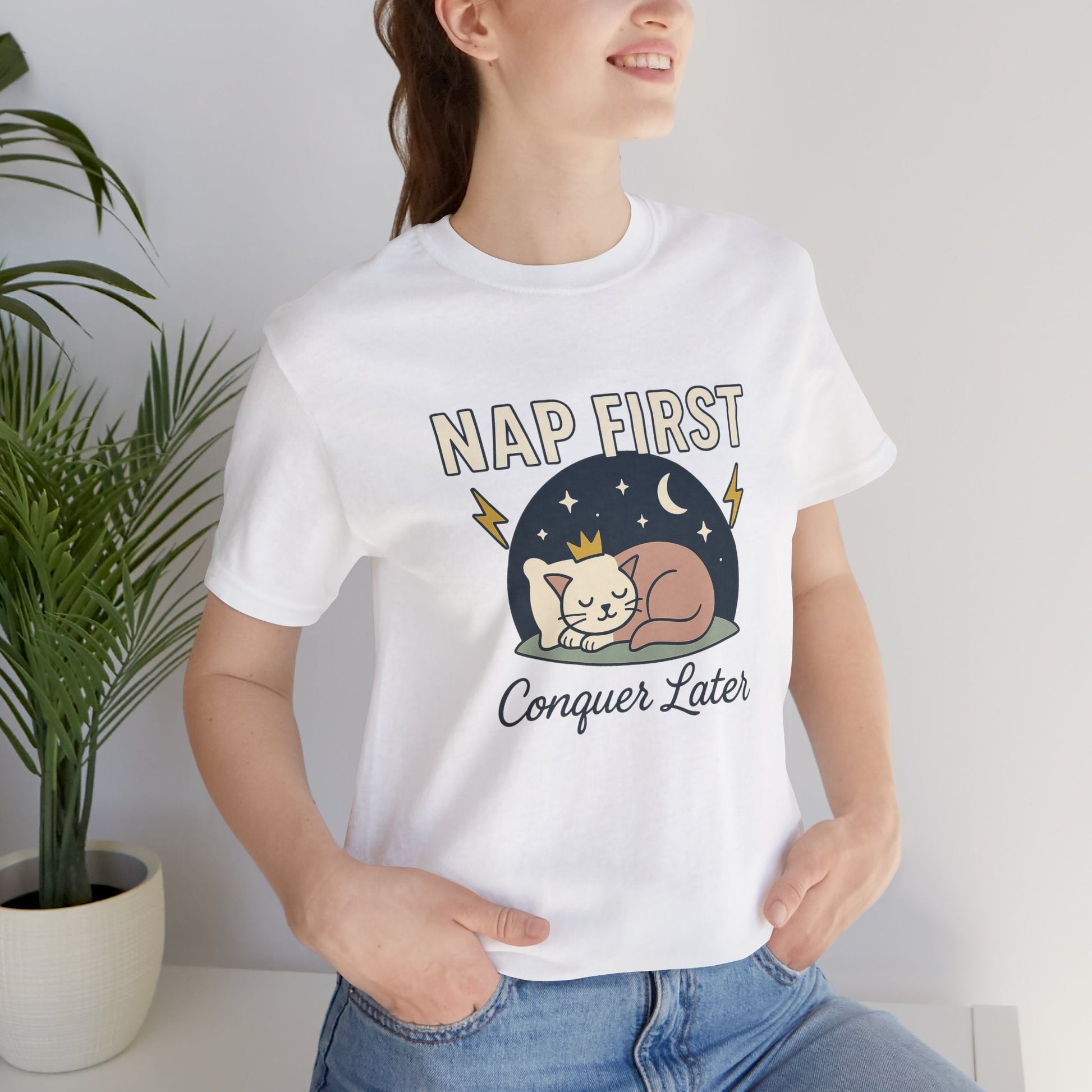 Nap First Conquer Later Shirt | Cute Cat Nap Tee | Rest Is Power Top | Gentle Rebels Collection - Spirit Stitch