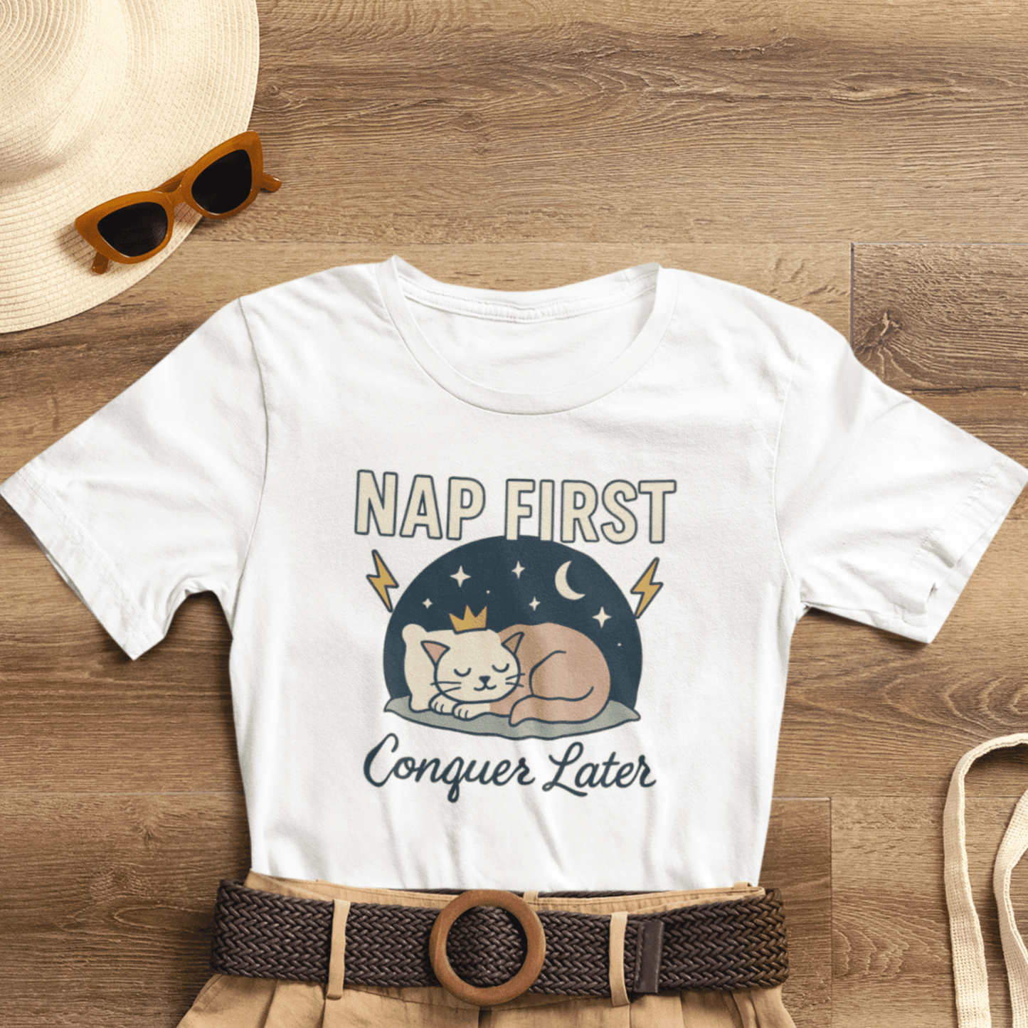 Nap First Conquer Later Shirt | Cute Cat Nap Tee | Rest Is Power Top | Gentle Rebels Collection - Spirit Stitch