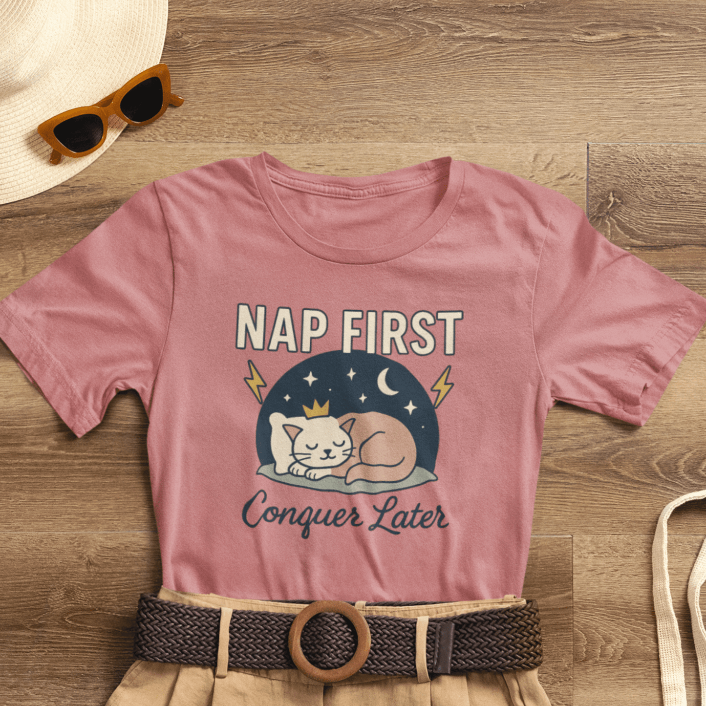 Nap First Conquer Later Shirt | Cute Cat Nap Tee | Rest Is Power Top | Gentle Rebels Collection - Spirit Stitch