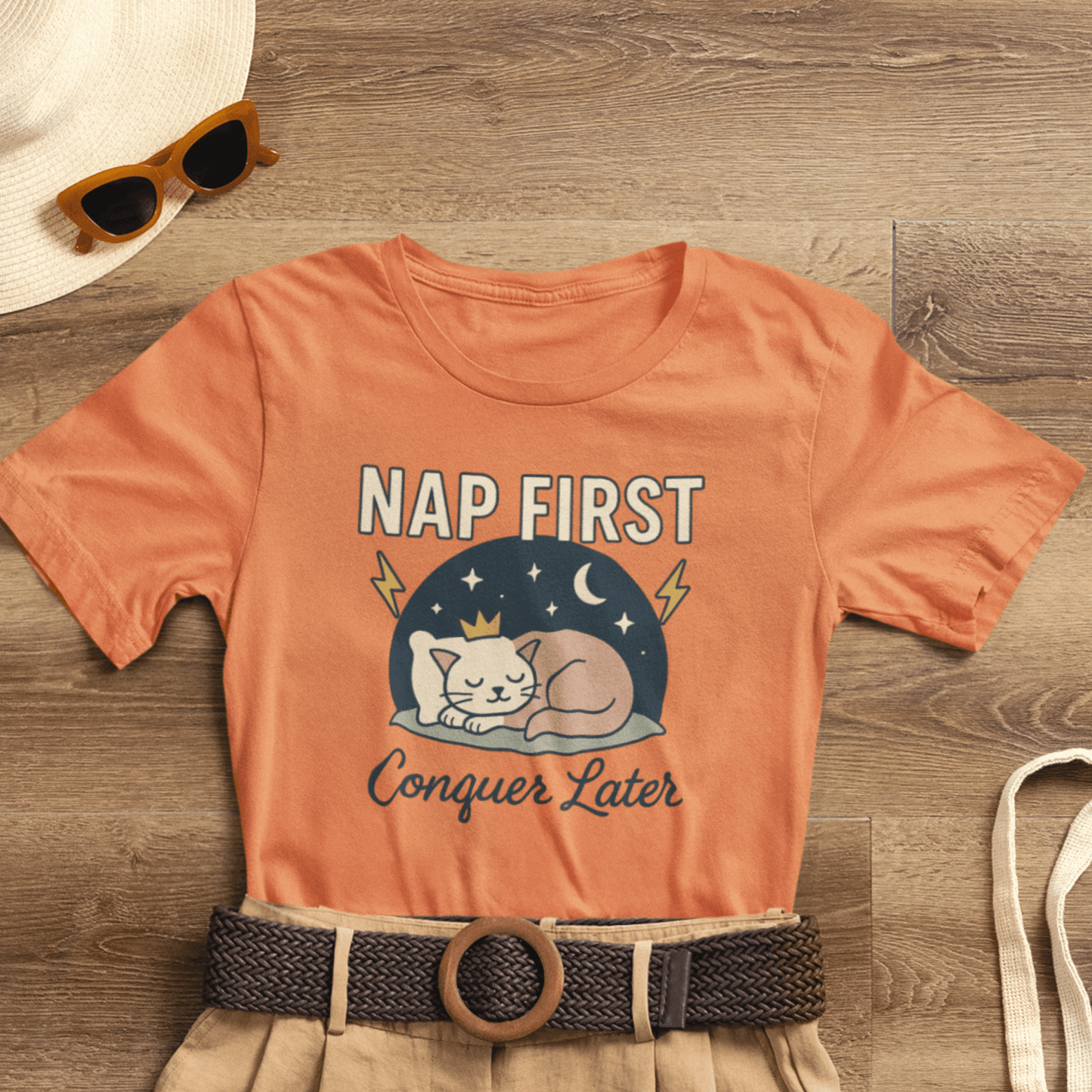 Nap First Conquer Later Shirt | Cute Cat Nap Tee | Rest Is Power Top | Gentle Rebels Collection - Spirit Stitch