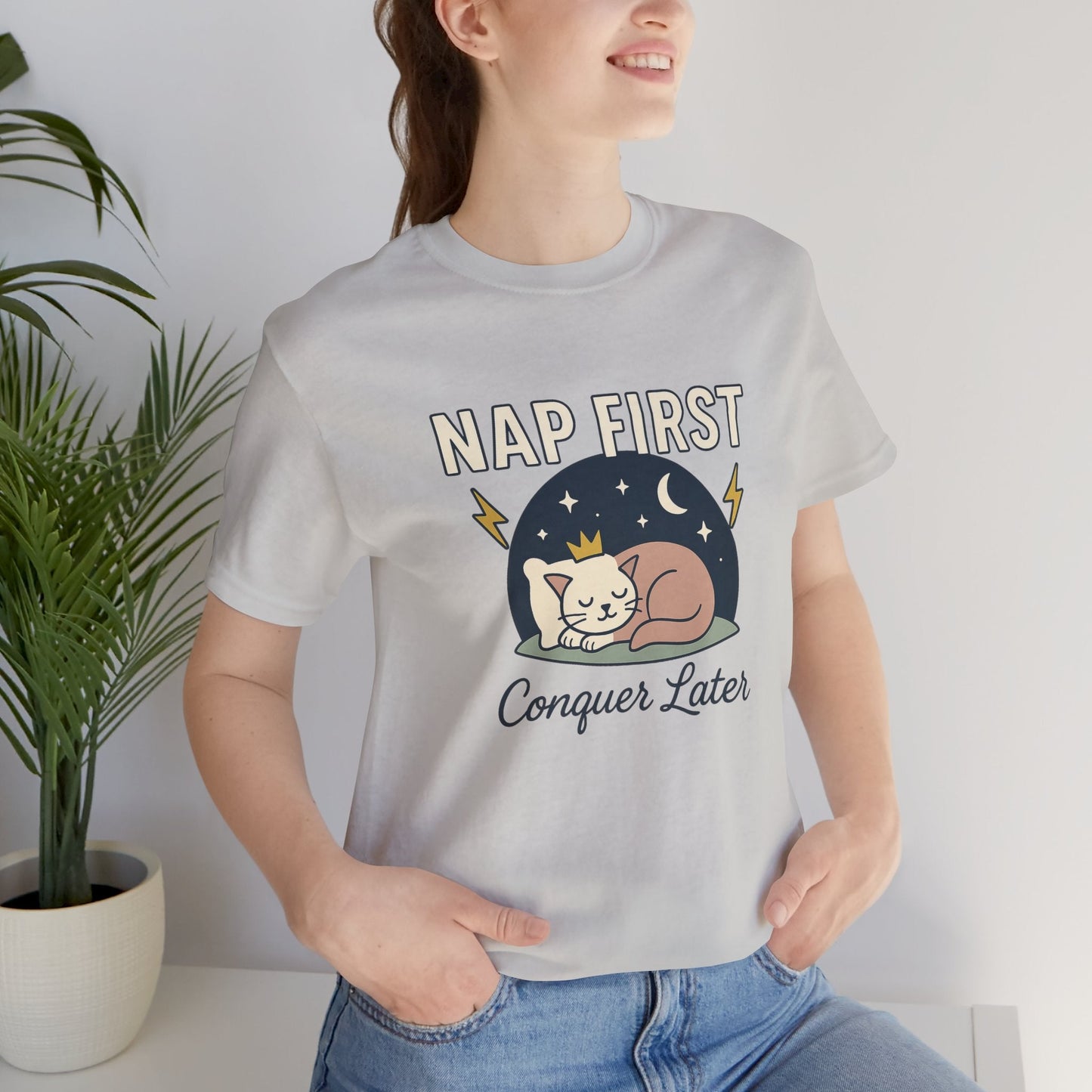 Nap First Conquer Later Shirt | Cute Cat Nap Tee | Rest Is Power Top | Gentle Rebels Collection - Spirit Stitch
