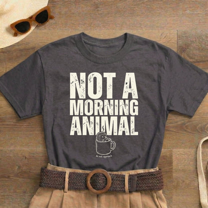Not A Morning Animal Funny Coffee T-Shirt | Anti Morning Shirt | Sarcastic Humor Tee | Night Owl Gift | Do Not Disturb Shirt | Unisex Heavy Cotton Tee - Spirit Stitch