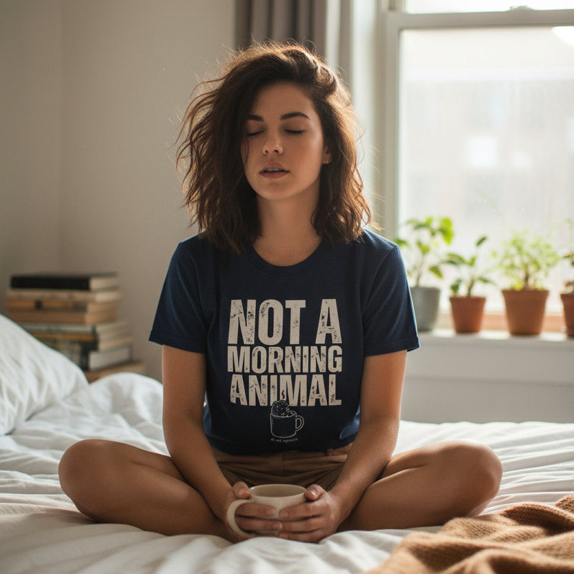 Not A Morning Animal Funny Coffee T-Shirt | Anti Morning Shirt | Sarcastic Humor Tee | Night Owl Gift | Do Not Disturb Shirt | Unisex Heavy Cotton Tee - Spirit Stitch