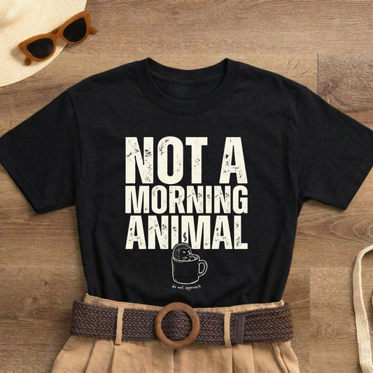 Not A Morning Animal Funny Coffee T-Shirt | Anti Morning Shirt | Sarcastic Humor Tee | Night Owl Gift | Do Not Disturb Shirt | Unisex Heavy Cotton Tee - Spirit Stitch