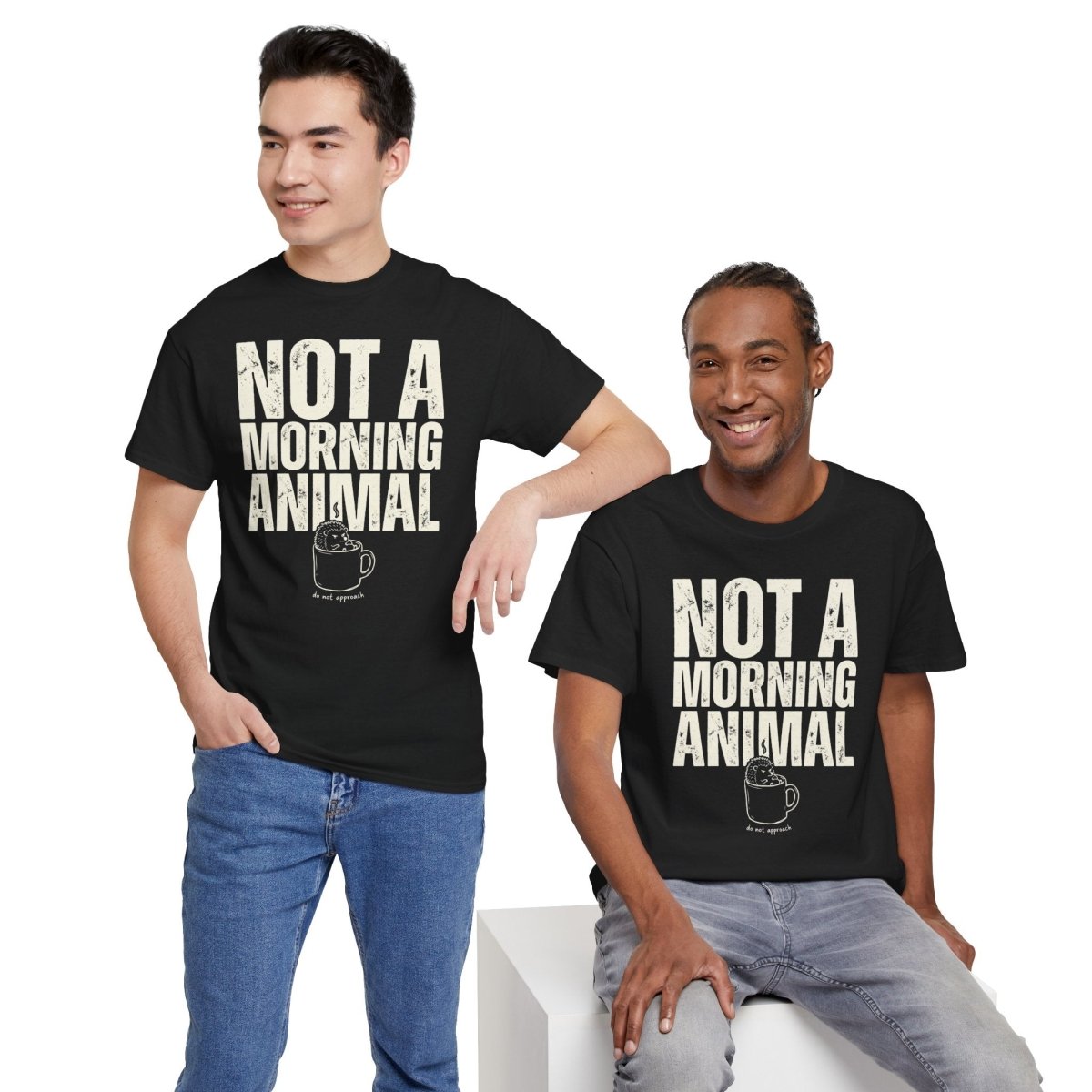 Not A Morning Animal Funny Coffee T-Shirt | Anti Morning Shirt | Sarcastic Humor Tee | Night Owl Gift | Do Not Disturb Shirt | Unisex Heavy Cotton Tee - Spirit Stitch