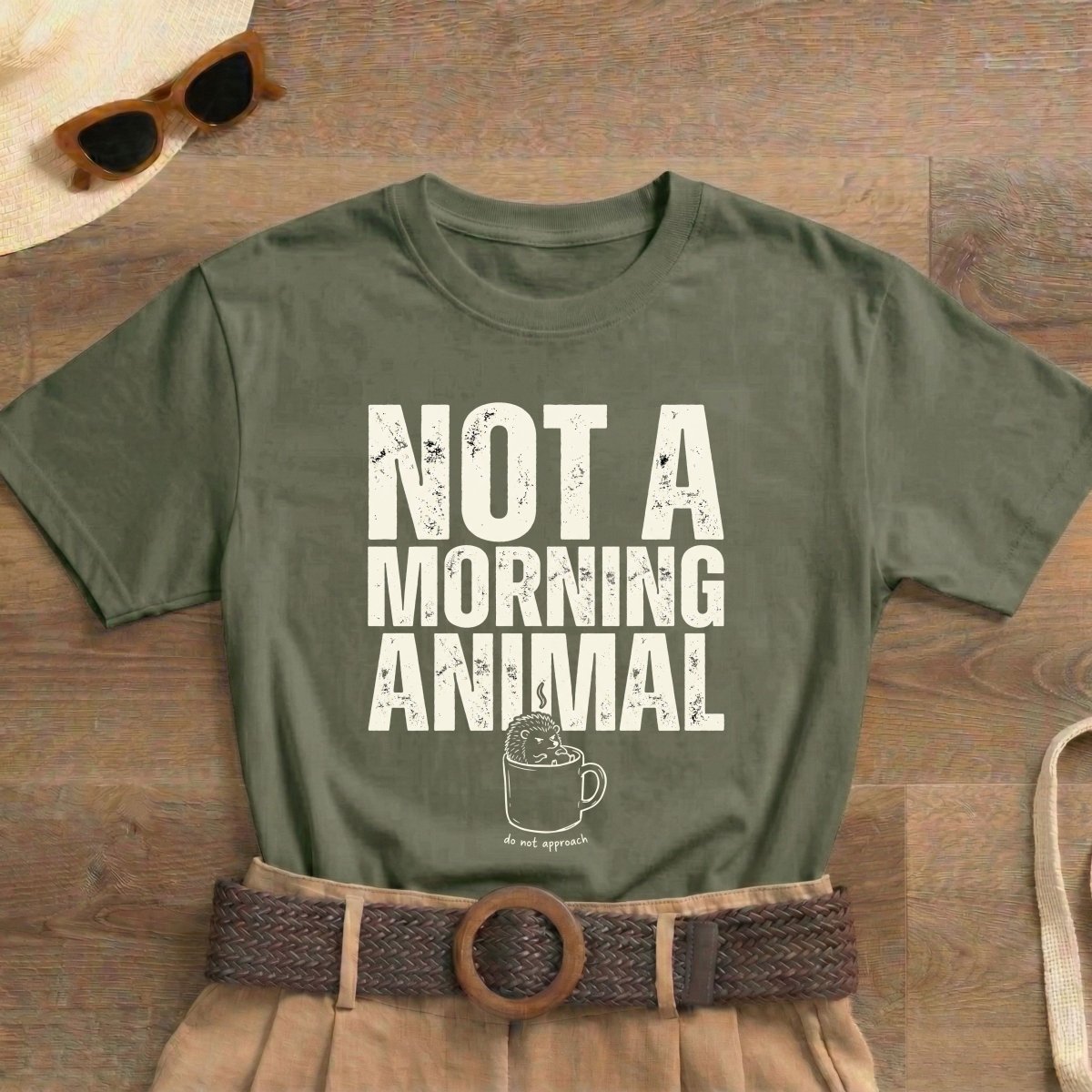 Not A Morning Animal Funny Coffee T-Shirt | Anti Morning Shirt | Sarcastic Humor Tee | Night Owl Gift | Do Not Disturb Shirt | Unisex Heavy Cotton Tee - Spirit Stitch