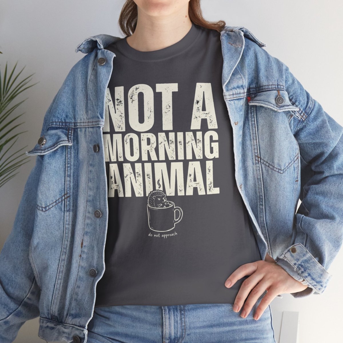 Not A Morning Animal Funny Coffee T-Shirt | Anti Morning Shirt | Sarcastic Humor Tee | Night Owl Gift | Do Not Disturb Shirt | Unisex Heavy Cotton Tee - Spirit Stitch