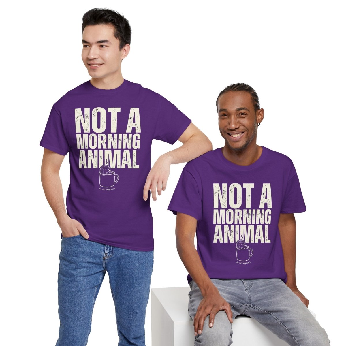 Not A Morning Animal Funny Coffee T-Shirt | Anti Morning Shirt | Sarcastic Humor Tee | Night Owl Gift | Do Not Disturb Shirt | Unisex Heavy Cotton Tee - Spirit Stitch