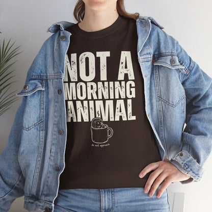 Not A Morning Animal Funny Coffee T-Shirt | Anti Morning Shirt | Sarcastic Humor Tee | Night Owl Gift | Do Not Disturb Shirt | Unisex Heavy Cotton Tee - Spirit Stitch