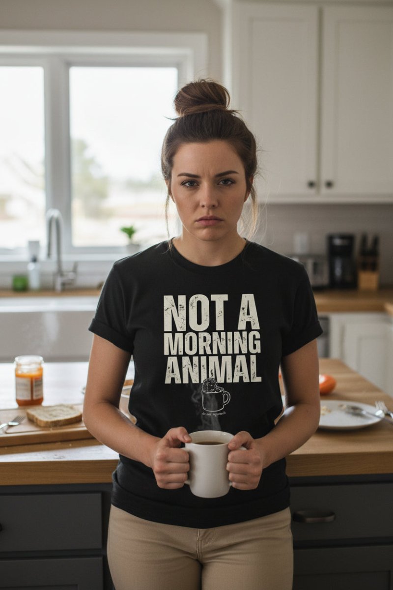 Not A Morning Animal Funny Coffee T-Shirt | Anti Morning Shirt | Sarcastic Humor Tee | Night Owl Gift | Do Not Disturb Shirt | Unisex Heavy Cotton Tee - Spirit Stitch