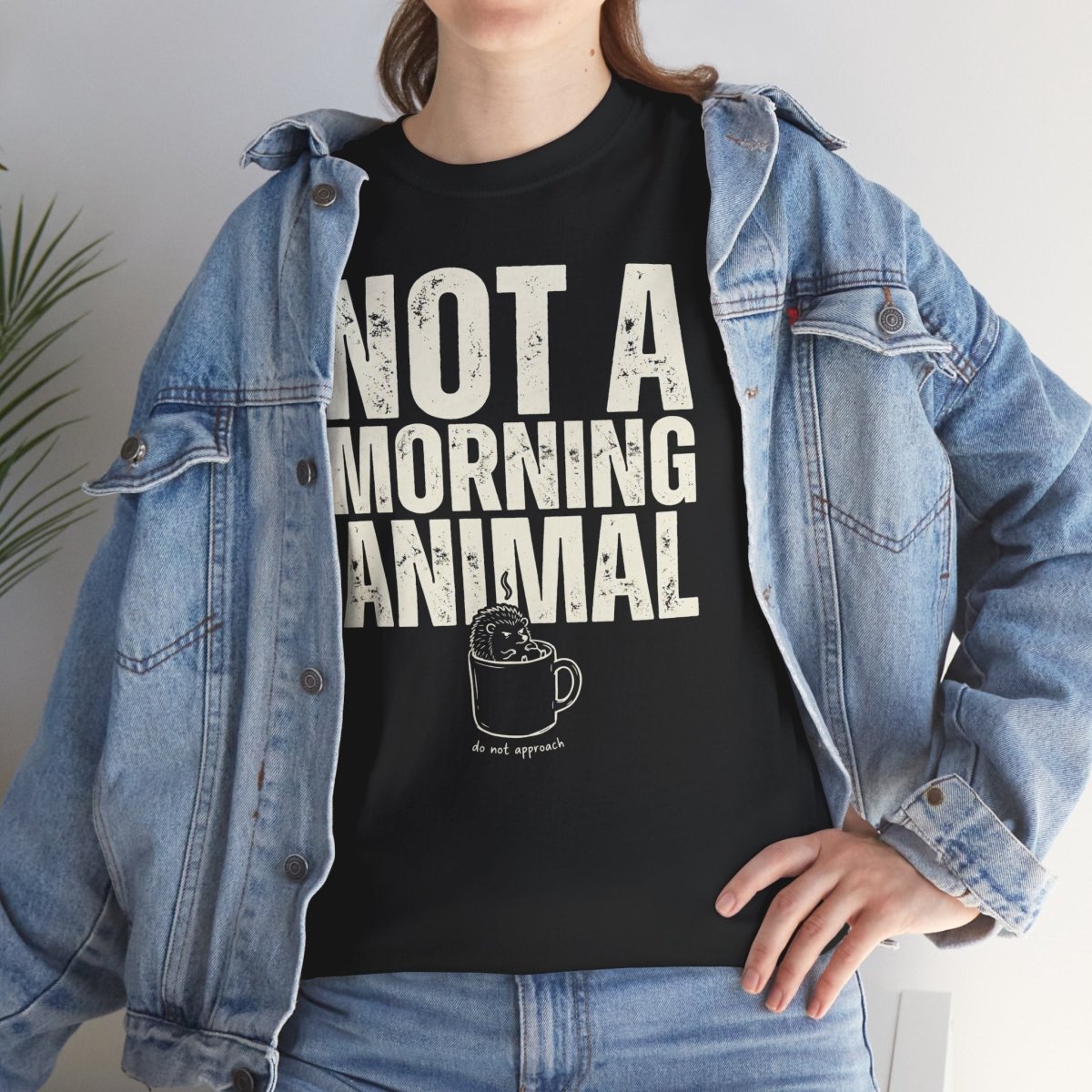 Not A Morning Animal Funny Coffee T-Shirt | Anti Morning Shirt | Sarcastic Humor Tee | Night Owl Gift | Do Not Disturb Shirt | Unisex Heavy Cotton Tee - Spirit Stitch
