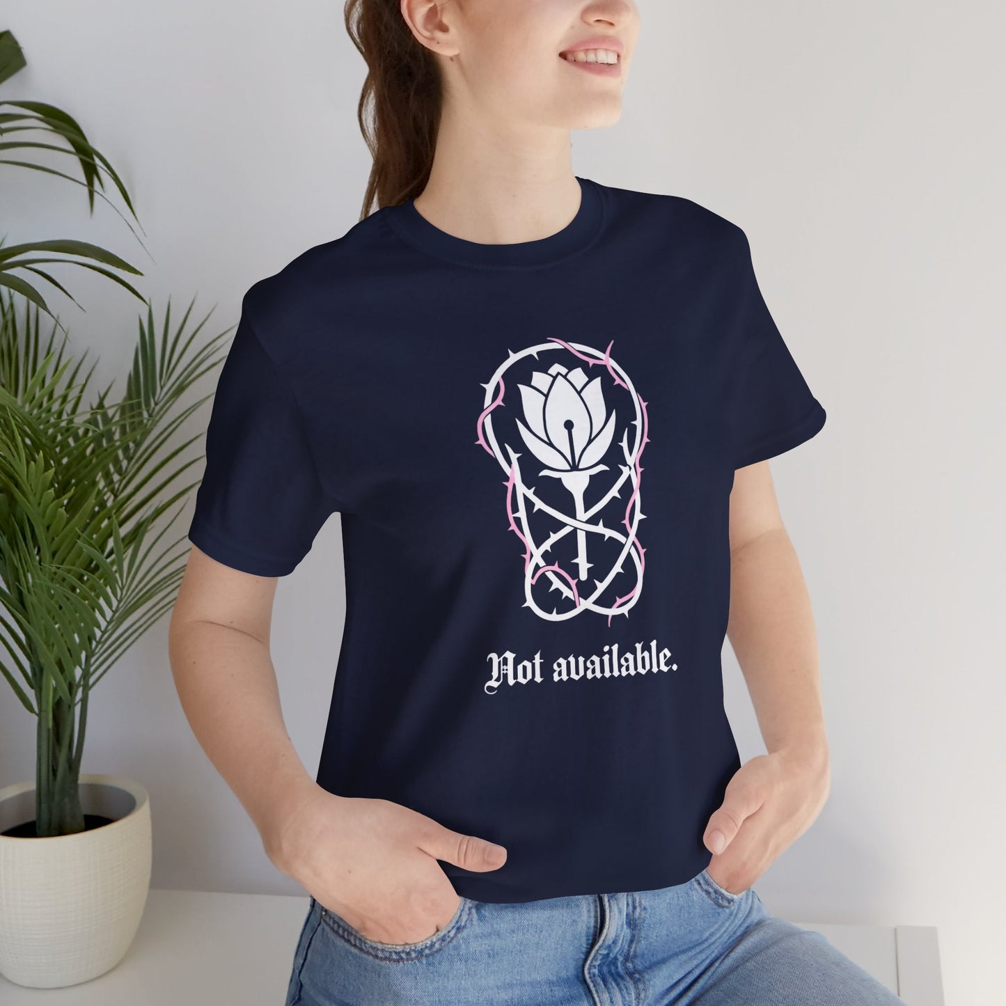 Not Available T-Shirt — Gothic Botanical Boundary Tee with Floral Sigil - Spirit Stitch