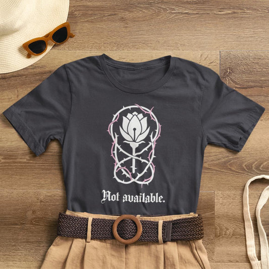 Not Available T-Shirt — Gothic Botanical Boundary Tee with Floral Sigil - Spirit Stitch