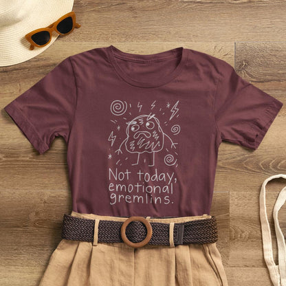 Not Today Emotional Gremlins™ – Funny Soft Rebel Mental Health T-Shirt, Quiet Strength Tee, Empath Protection Shirt - Spirit Stitch