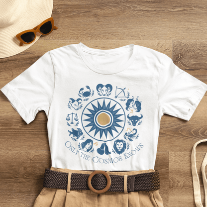 Only the Cosmos Knows Zodiac T-Shirt – Astrology Lover Celestial Graphic Tee - Spirit Stitch