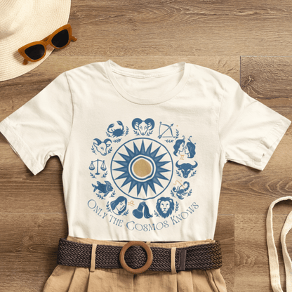 Only the Cosmos Knows Zodiac T-Shirt – Astrology Lover Celestial Graphic Tee - Spirit Stitch