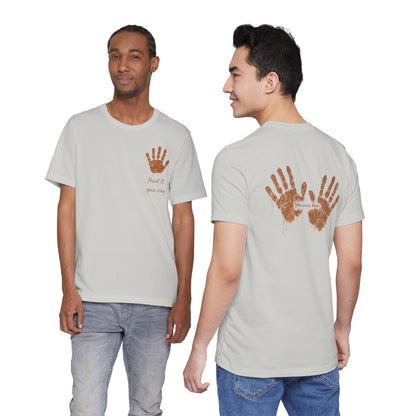 Custom Handprint Family T-Shirt with Personalized Front Pocket Name. Perfect for Mother's Day & Father's Day Gifts!