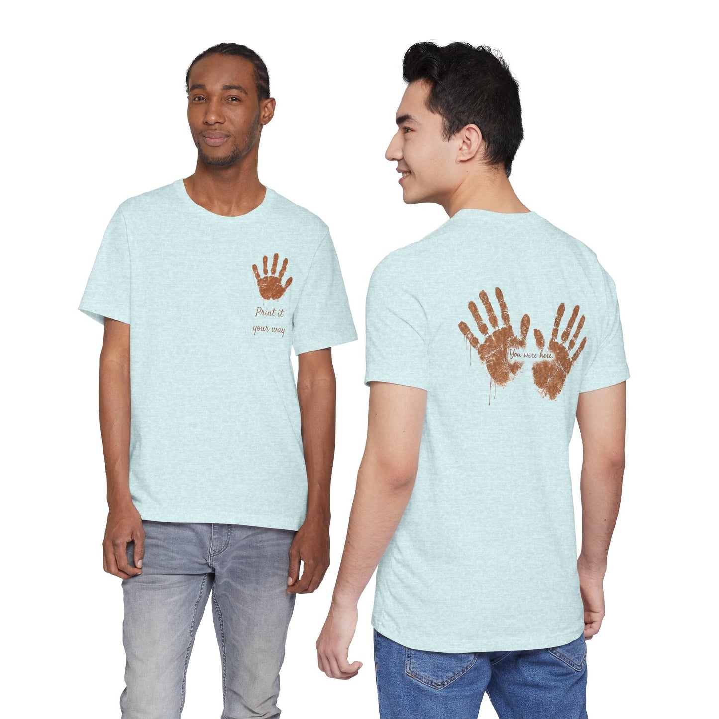 Custom Handprint Family T-Shirt with Personalized Front Pocket Name. Perfect for Mother's Day & Father's Day Gifts!