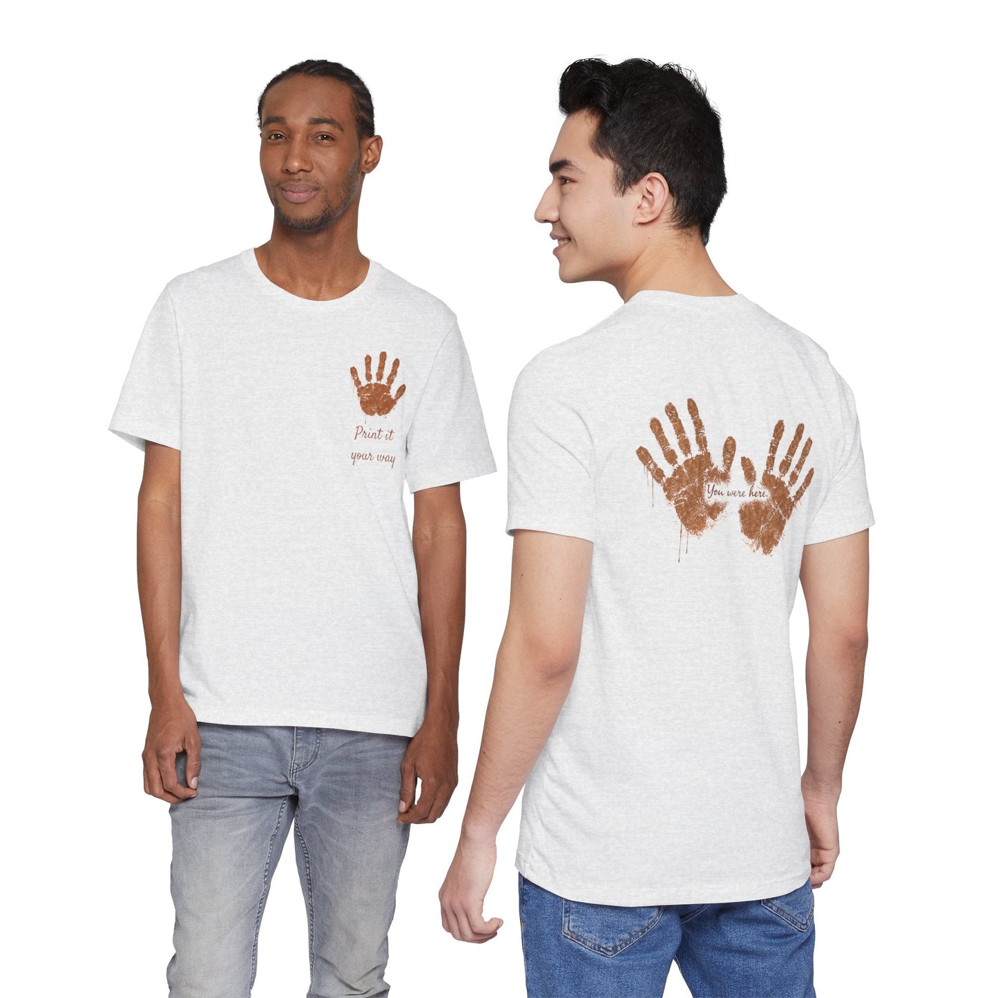 Custom Handprint Family T-Shirt with Personalized Front Pocket Name. Perfect for Mother's Day & Father's Day Gifts!