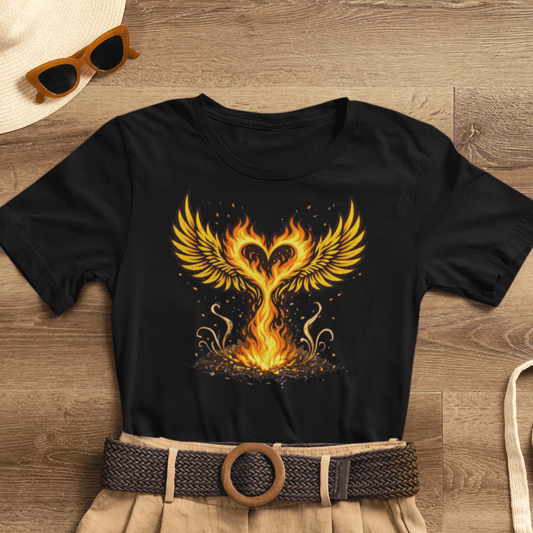 Phoenix Rising T-Shirt – Rebirth Fire Phoenix Graphic Tee – Strength After Hard Times Shirt - Spirit Stitch