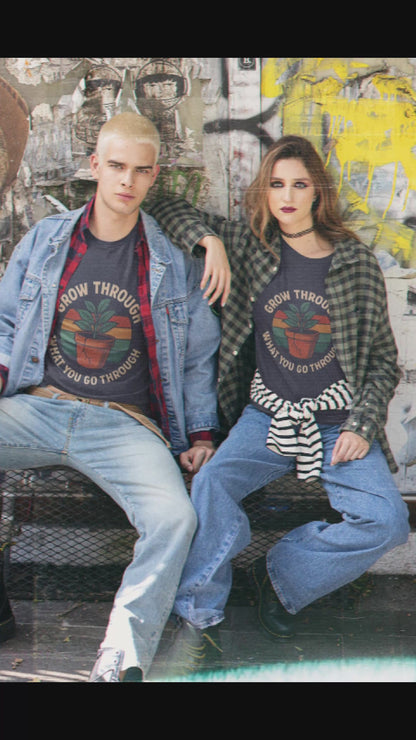 Grow Through What You Go Through – Retro Botanical Comfort Tee — Soft Everyday Tee
