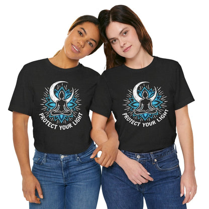 Protect Your Light Shirt | Spiritual Affirmation T-Shirt | Moon Mandala Graphic — Soft Everyday Tee - Spirit Stitch