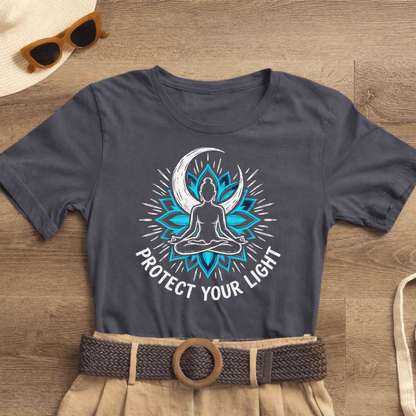 Protect Your Light Shirt | Spiritual Affirmation T-Shirt | Moon Mandala Graphic — Soft Everyday Tee - Spirit Stitch