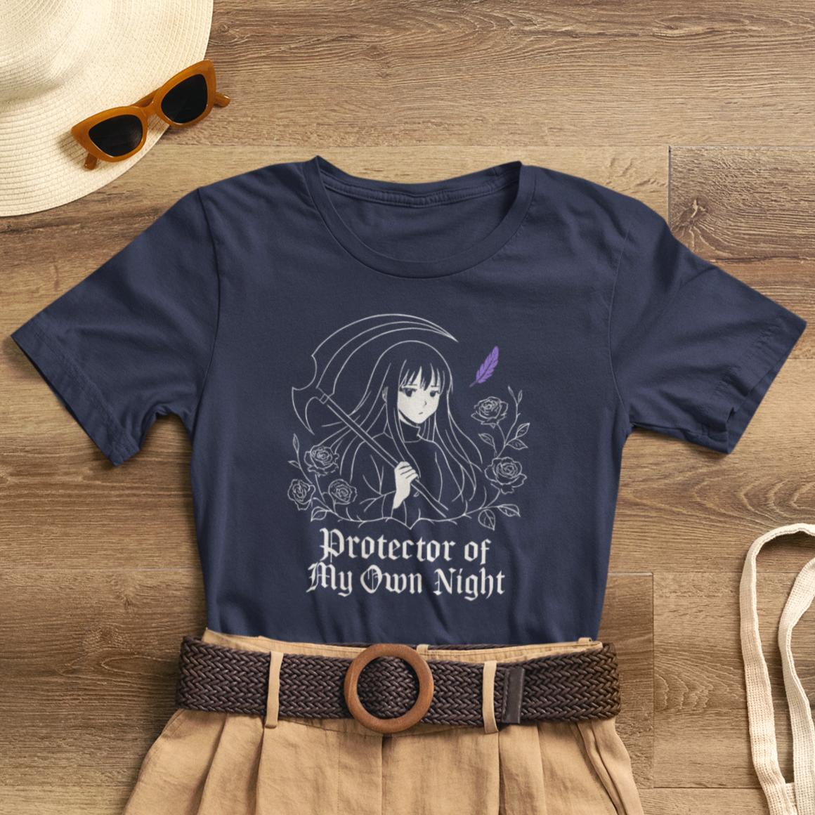 Protector of My Own Night – Goth Anime Moon Guardian T-Shirt - Spirit Stitch