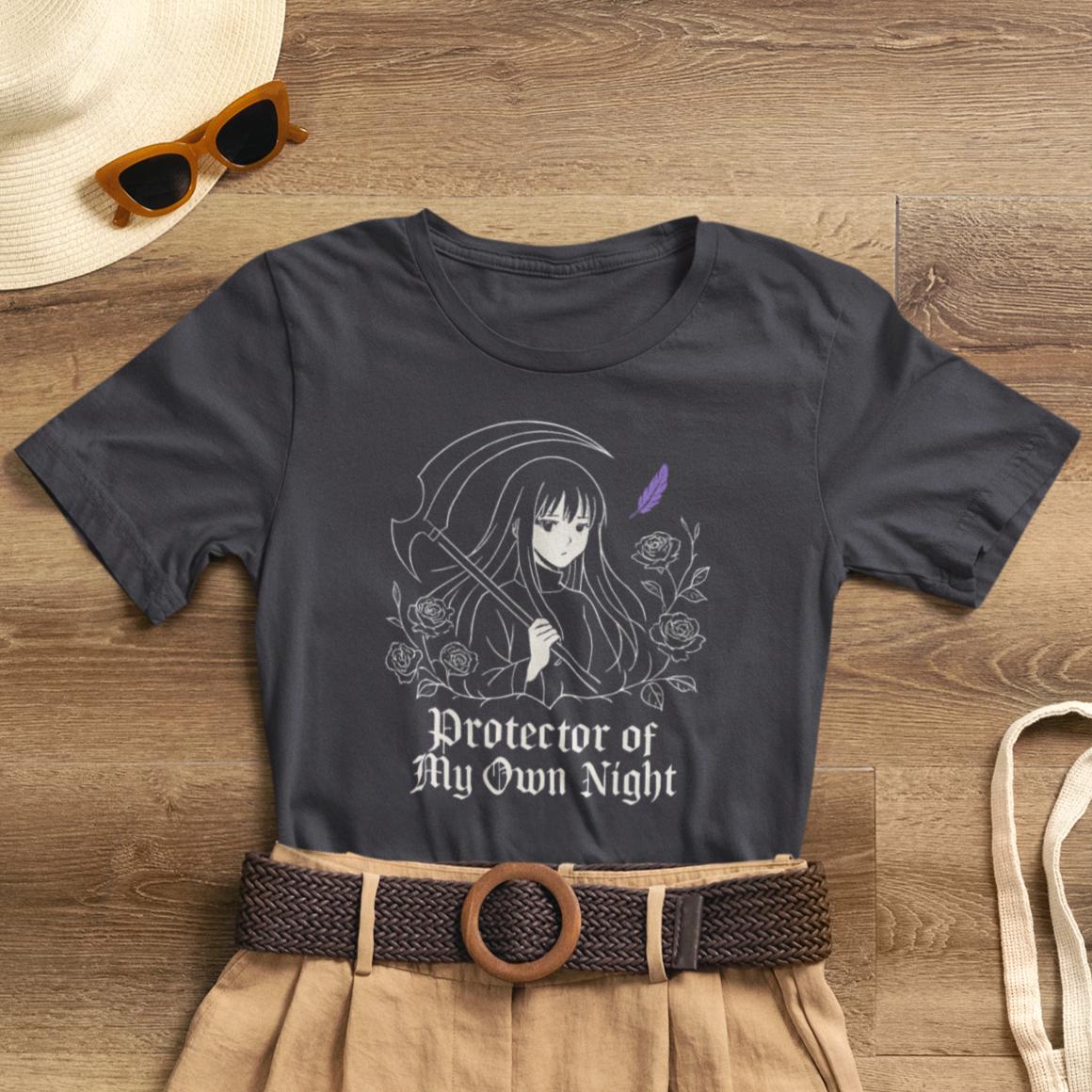 Protector of My Own Night – Goth Anime Moon Guardian T-Shirt - Spirit Stitch