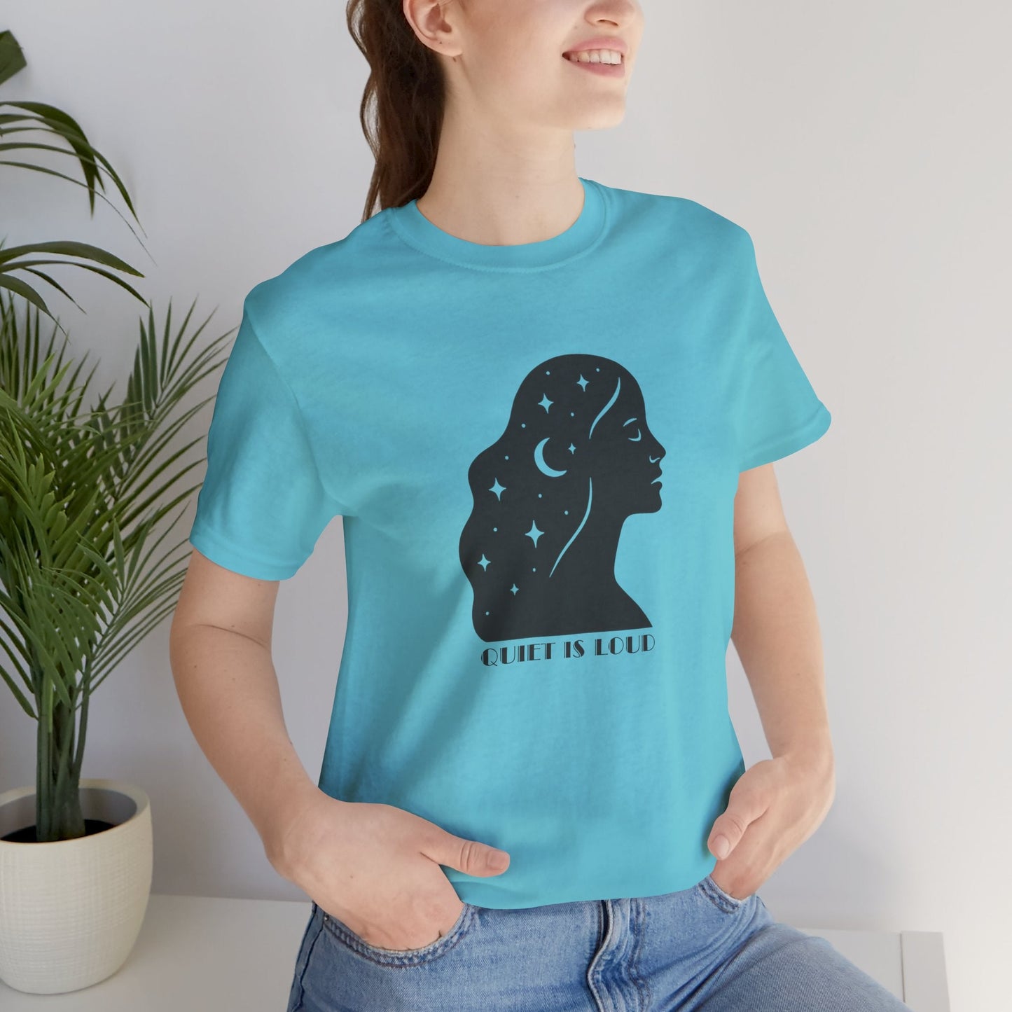 Quiet Is Loud Shirt – Feminine Silhouette Tee, Starry Night Sky Profile T-Shirt, Cosmic Empowerment Top - Spirit Stitch