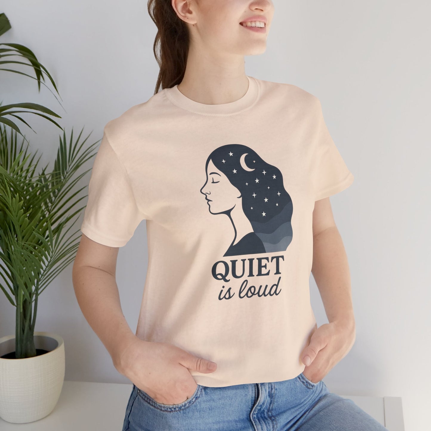 Quiet is Loud T-Shirt – Celestial Empowerment Tee, Feminine Strength Graphic Shirt, Moon and Stars Self Expression Top - Spirit Stitch