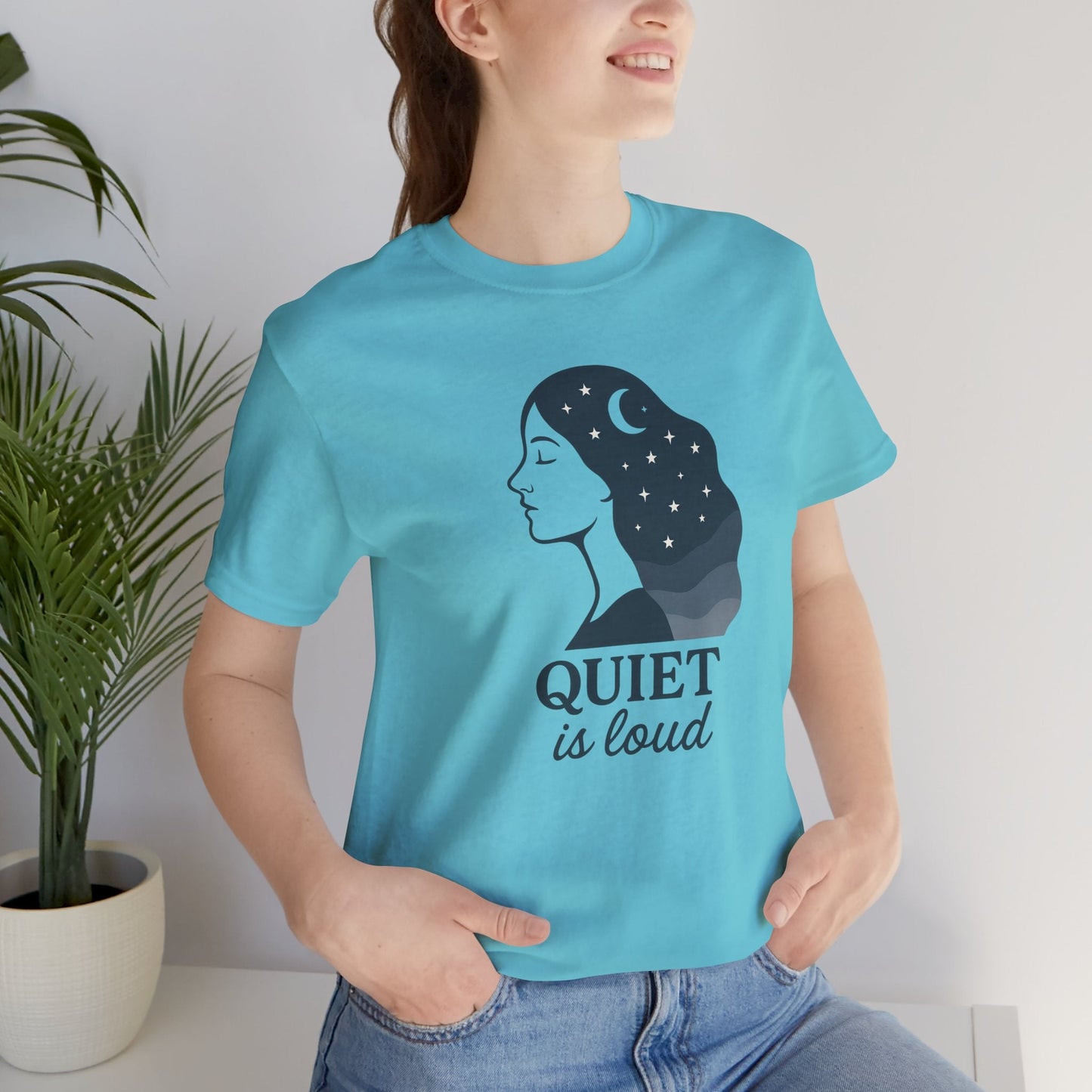 Quiet is Loud T-Shirt – Celestial Empowerment Tee, Feminine Strength Graphic Shirt, Moon and Stars Self Expression Top - Spirit Stitch