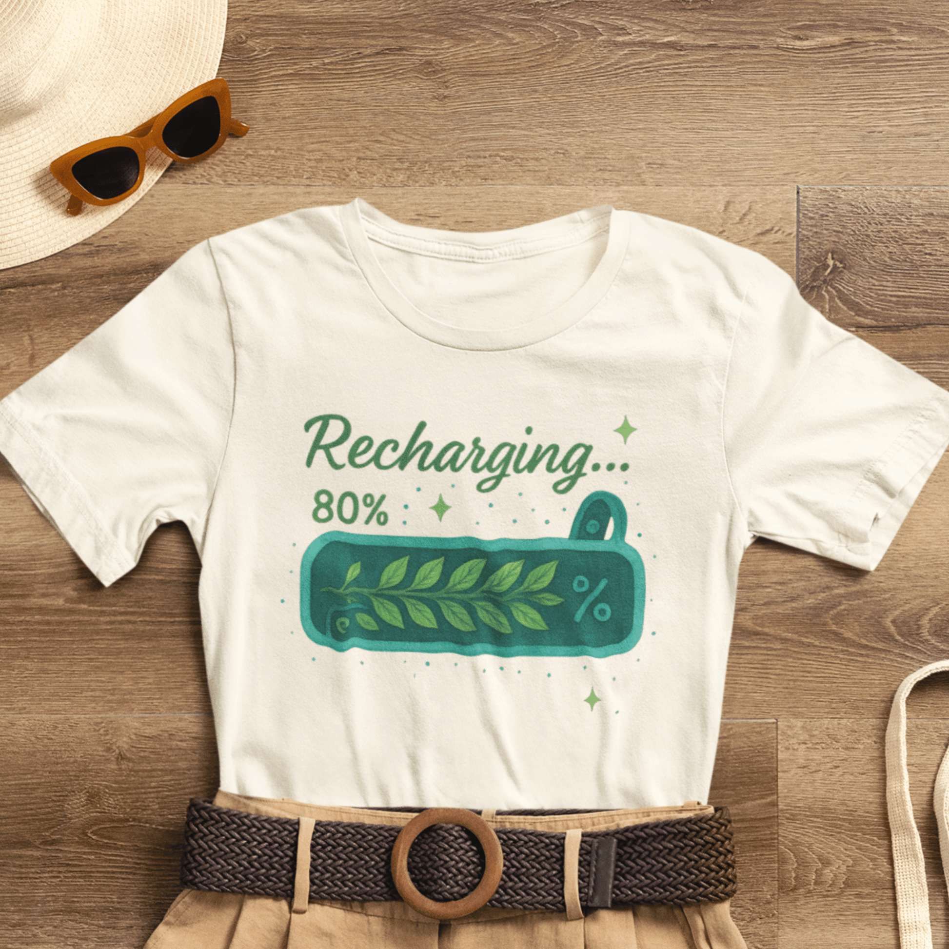 Recharging Mode – 80% Nature Battery Tee - Spirit Stitch