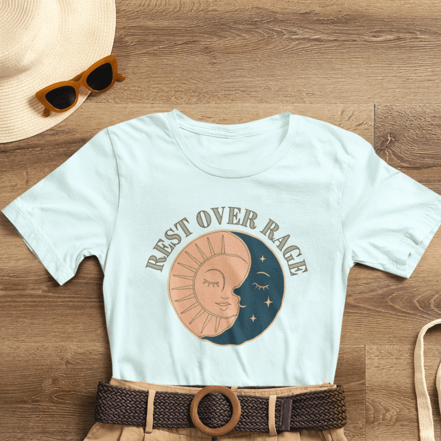 Rest Over Rage Shirt – Sun and Moon Graphic Tee, Self - Care Mindfulness T-Shirt - Spirit Stitch