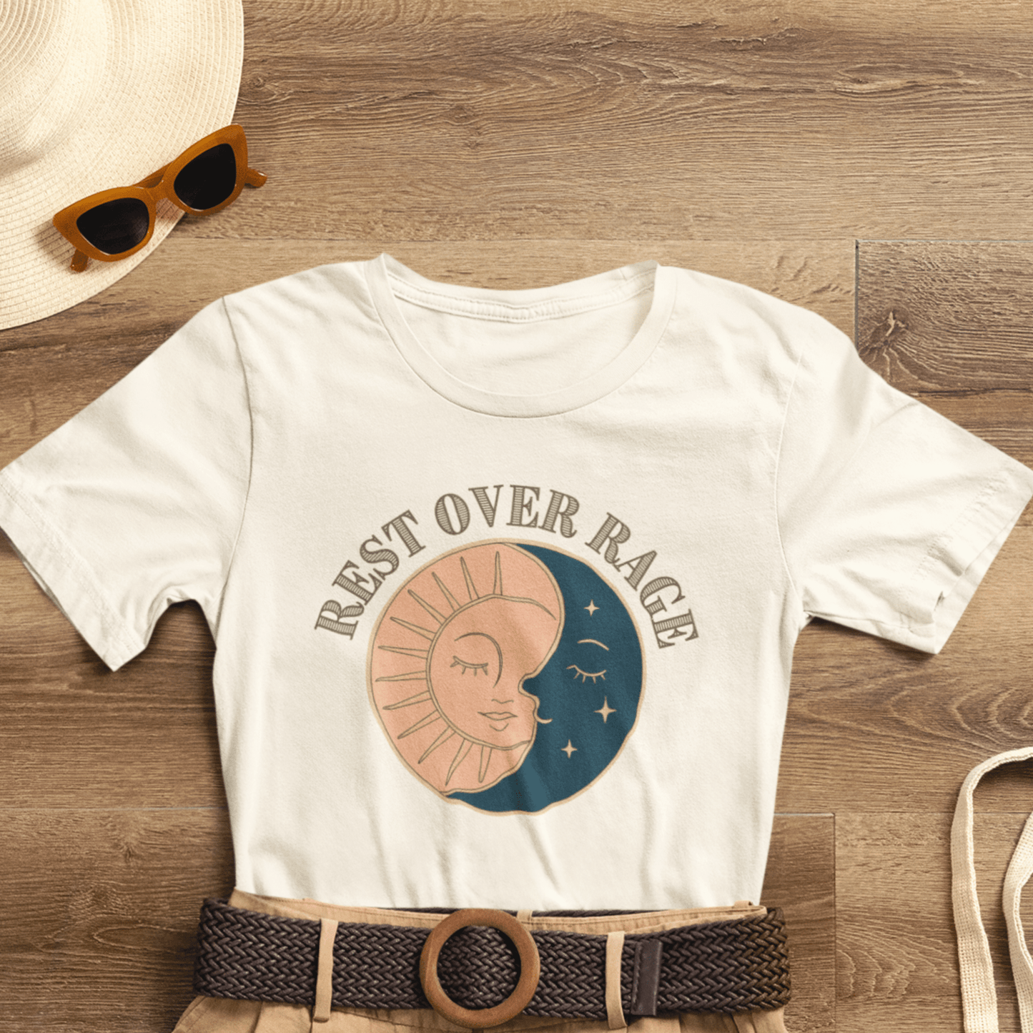 Rest Over Rage Shirt – Sun and Moon Graphic Tee, Self - Care Mindfulness T-Shirt - Spirit Stitch