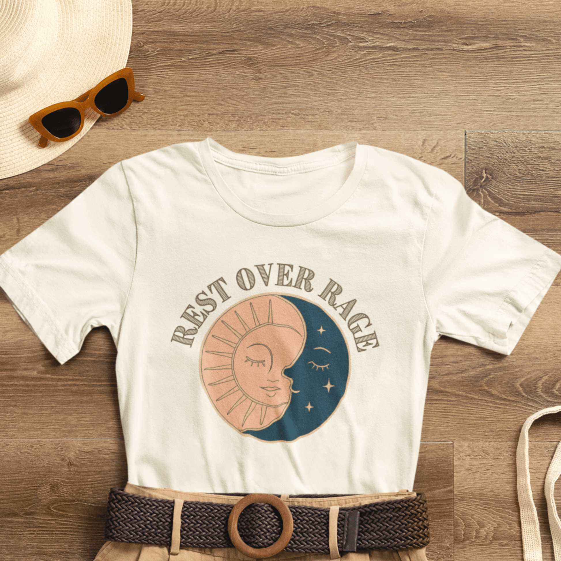 Rest Over Rage Shirt – Sun and Moon Graphic Tee, Self - Care Mindfulness T-Shirt - Spirit Stitch