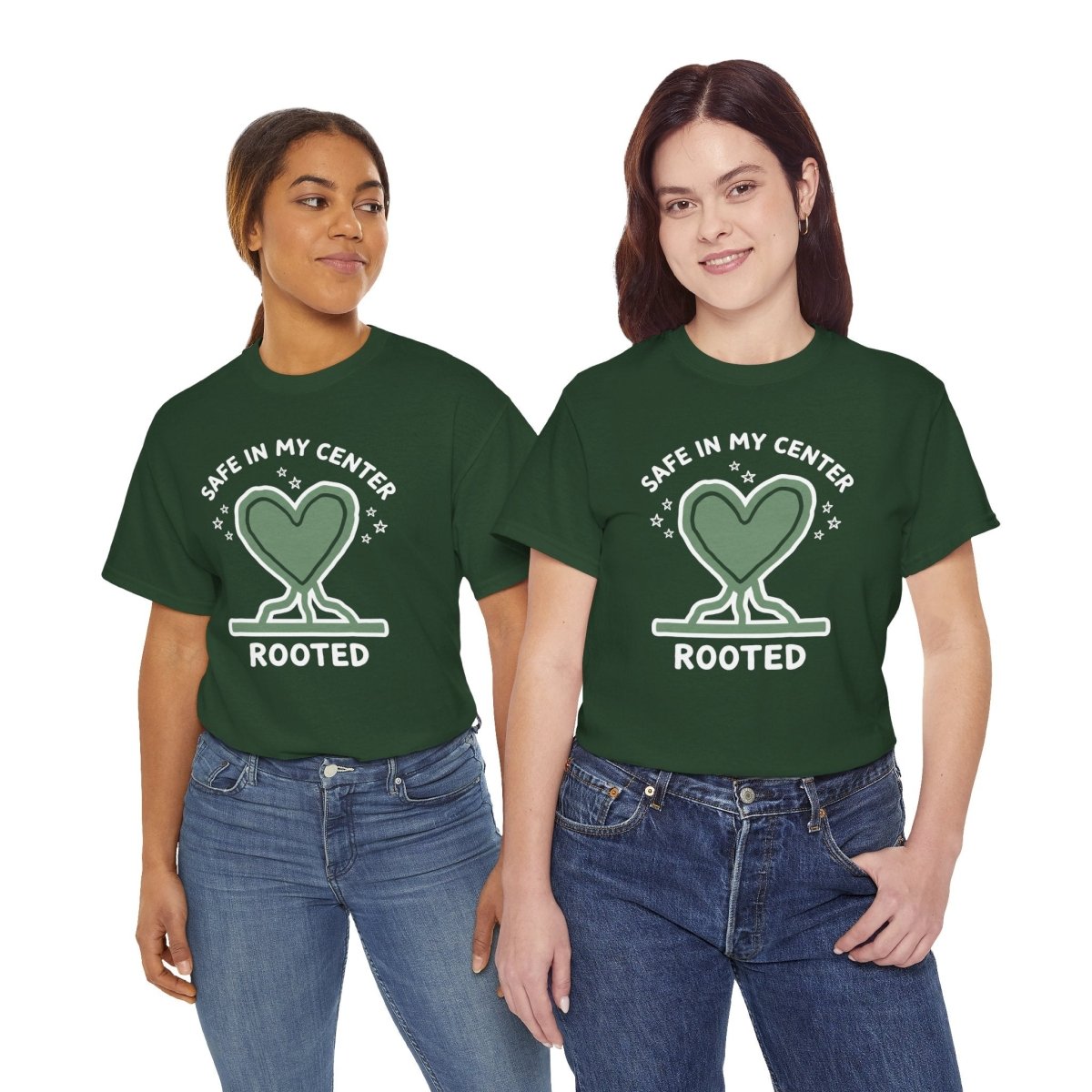 Safe in My Center Rooted Shirt | Classic Heavy Cotton Tee | Mental Health Tee - Spirit Stitch. Gift for International Self-Care Day.